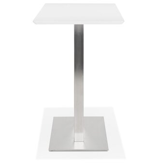 Witte hoge design tafel &#039;MAMBO BAR&#039; met geborsteld metalen poot - 150x70 cm