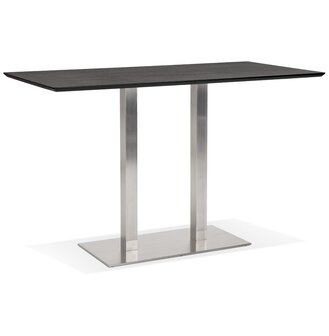 Zwarte hoge design tafel &#039;MAMBO BAR&#039; met geborsteld metalen poot - 180x90 cm