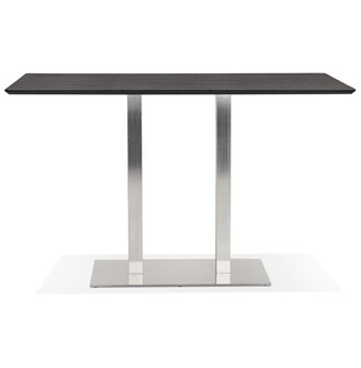 Zwarte hoge design tafel &#039;MAMBO BAR&#039; met geborsteld metalen poot - 180x90 cm