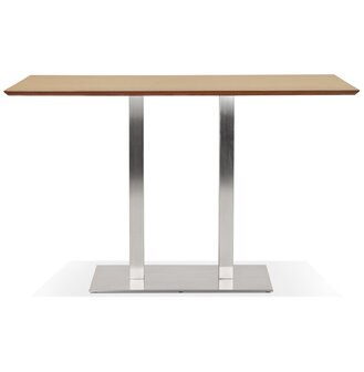 Hoge design tafel &#039;MAMBO BAR&#039; van natuurlijk afgewerkt hout met geborsteld metalen poot - 180x90 cm