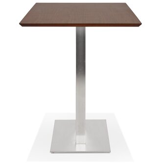 Hoge design tafel &#039;MAMBO BAR&#039; met notenhouten afwerking en geborsteld metalen poot - 180x90 cm