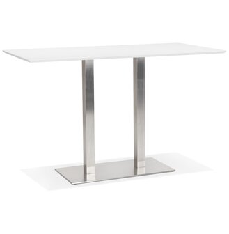 Witte hoge design tafel &#039;MAMBO BAR&#039; met geborsteld metalen poot - 180x90 cm