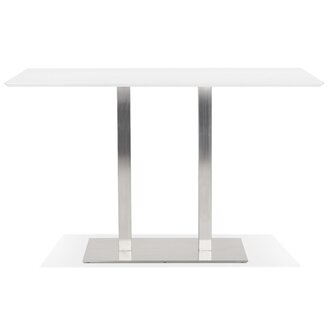 Witte hoge design tafel &#039;MAMBO BAR&#039; met geborsteld metalen poot - 180x90 cm