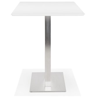 Witte hoge design tafel &#039;MAMBO BAR&#039; met geborsteld metalen poot - 180x90 cm