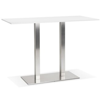 Witte design statafel &#039;DENVER BAR&#039; met geborsteld metalen poot - 160x80 cm