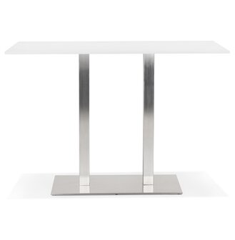 Witte design statafel &#039;DENVER BAR&#039; met geborsteld metalen poot - 160x80 cm