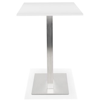Witte design statafel &#039;DENVER BAR&#039; met geborsteld metalen poot - 160x80 cm