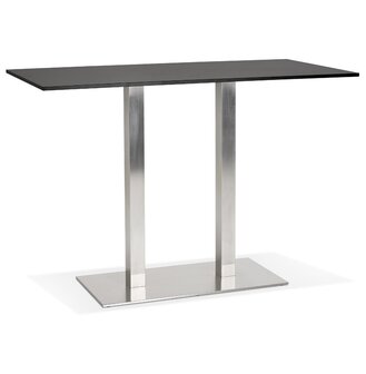 Zwarte design statafel &#039;DENVER BAR&#039; met geborsteld metalen poot - 160x80 cm