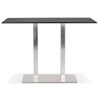 Zwarte design statafel &#039;DENVER BAR&#039; met geborsteld metalen poot - 160x80 cm