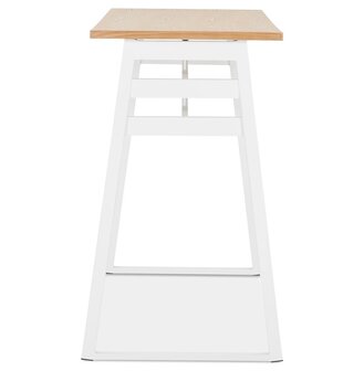 Hoge bartafel &#039;NIKI&#039; van natuurlijk afgewerkt hout met witte metalen poot - 150x60 cm