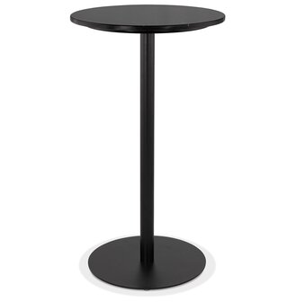 Ronde hoge tafel &#039;CORY ROUND&#039; van zwart gemarmerde steen en zwart metaal - 60x60 cm