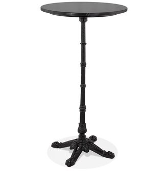 Landelijke, ronde en hoge tafel &#039;DOMY ROUND&#039; van zwart gemarmerde steen - 60x60 cm