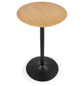 Ronde hoge tafel &#039;TAMAGO&#039; van natuurlijk afgewerkt hout en zwart metaal - &Oslash; 60 cm