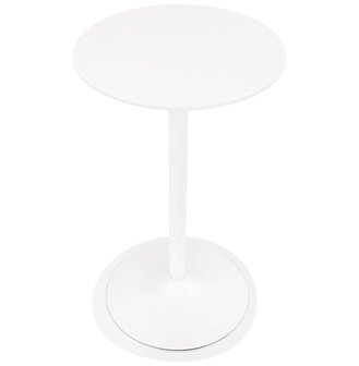 Ronde hoge tafel &#039;IDALGO&#039; van hout en wit metaal - &Oslash; 60 cm
