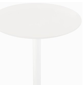Ronde hoge tafel &#039;IDALGO&#039; van hout en wit metaal - &Oslash; 60 cm