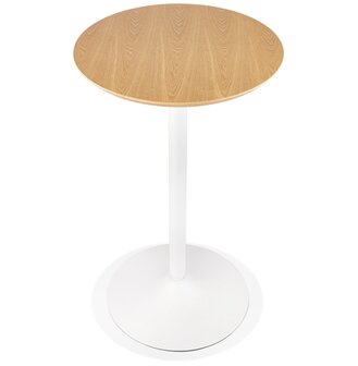 Ronde hoge tafel &#039;TAMAGO&#039; van natuurlijk afgewerkt hout en wit metaal - &Oslash; 60 cm