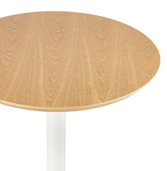 Ronde hoge tafel &#039;TAMAGO&#039; van natuurlijk afgewerkt hout en wit metaal - &Oslash; 60 cm
