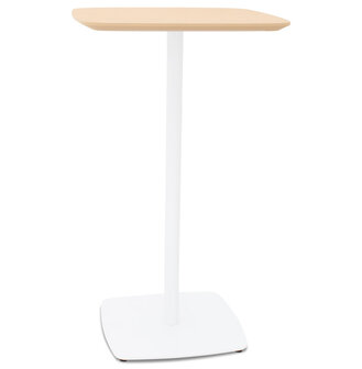Hoge tafel &#039;PATATI&#039; in hout met natuurlijke afwerking en wit metaal - 60X60 CM