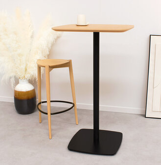 Hoge tafel &#039;PATATI&#039; in hout met natuurlijke afwerking en wit metaal - 60X60 CM