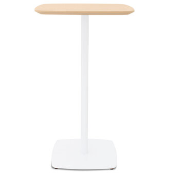 Hoge tafel &#039;PATATI&#039; in hout met natuurlijke afwerking en wit metaal - 60X60 CM