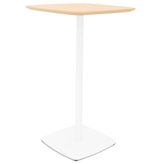 Hoge tafel &#039;PATATI&#039; in hout met natuurlijke afwerking en wit metaal - 60X60 CM