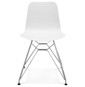 Design stoel &#039;GAUDY&#039; wit met verchroomd metalen voet