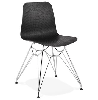 Design stoel &#039;GAUDY&#039; zwart met verchroomd metalen voet