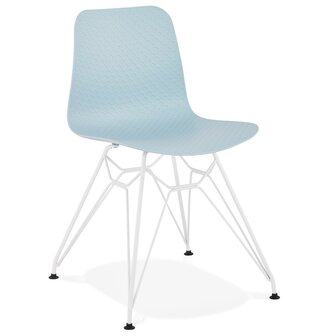Moderne stoel &#039;GAUDY&#039; blauw met wit metalen voet