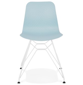 Moderne stoel &#039;GAUDY&#039; blauw met wit metalen voet