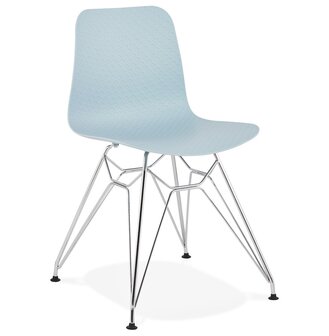Design stoel &#039;GAUDY&#039; blauw met verchroomd metalen voet