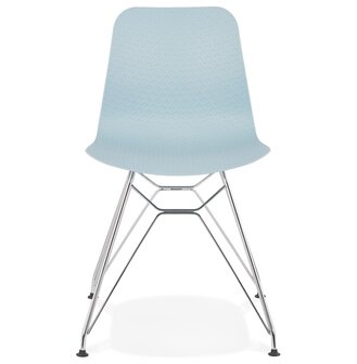 Design stoel &#039;GAUDY&#039; blauw met verchroomd metalen voet