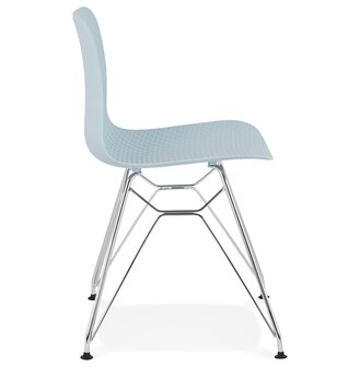 Design stoel &#039;GAUDY&#039; blauw met verchroomd metalen voet