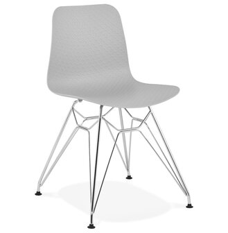 Design stoel &#039;GAUDY&#039; grijs met verchroomd metalen voet