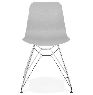 Design stoel &#039;GAUDY&#039; grijs met verchroomd metalen voet