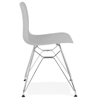 Design stoel &#039;GAUDY&#039; grijs met verchroomd metalen voet