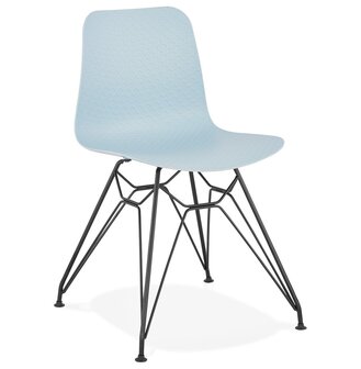 Design stoel &#039;GAUDY&#039; blauw industri&euml;le stijl met zwart metalen voet