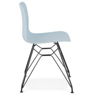Design stoel &#039;GAUDY&#039; blauw industri&euml;le stijl met zwart metalen voet