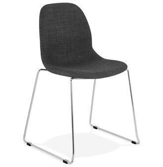 Design stoel &#039;DISTRIKT&#039; met donkergrijze stof en verchroomd metalen voeten