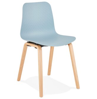 Scandinavische stoel &#039;PACIFIK&#039; blauw met natuurlijk houten poten
