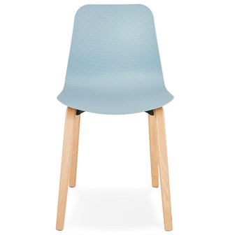 Scandinavische stoel &#039;PACIFIK&#039; blauw met natuurlijk houten poten