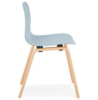 Scandinavische stoel &#039;PACIFIK&#039; blauw met natuurlijk houten poten