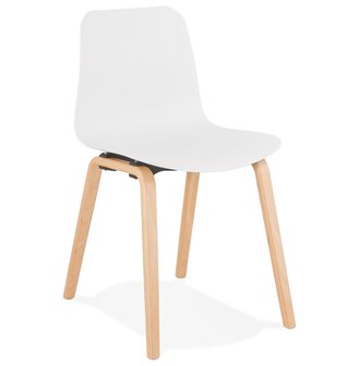 Scandinavische stoel &#039;PACIFIK&#039; wit met natuurlijk houten poten