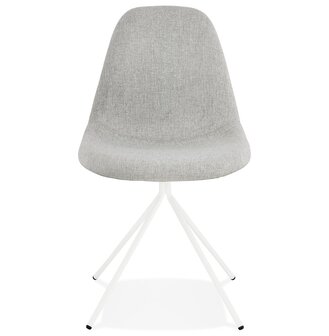 Designstoel &#039;TAMARA&#039; in grijze stof met basis van wit metaal