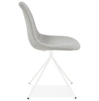 Designstoel &#039;TAMARA&#039; in grijze stof met basis van wit metaal
