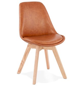 Designstoel &#039;NIAGARA&#039; bruin met poten in naturelkleurig hout