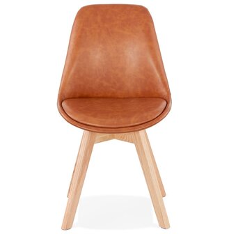 Designstoel &#039;NIAGARA&#039; bruin met poten in naturelkleurig hout