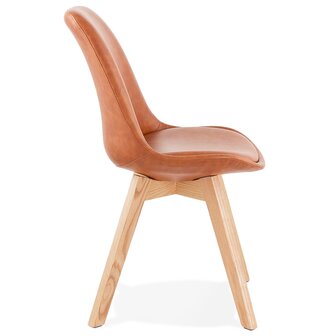 Designstoel &#039;NIAGARA&#039; bruin met poten in naturelkleurig hout