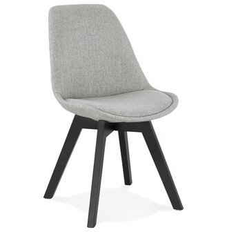 Designstoel &#039;WILLY&#039; in grijze stof met poten in zwart hout