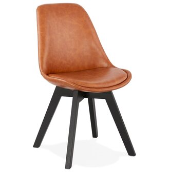 Designstoel &#039;NIAGARA&#039; bruin met poten in zwart hout