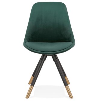 Design stoel &#039;HAMILTON&#039; in groen fluweel en poten in zwart hout